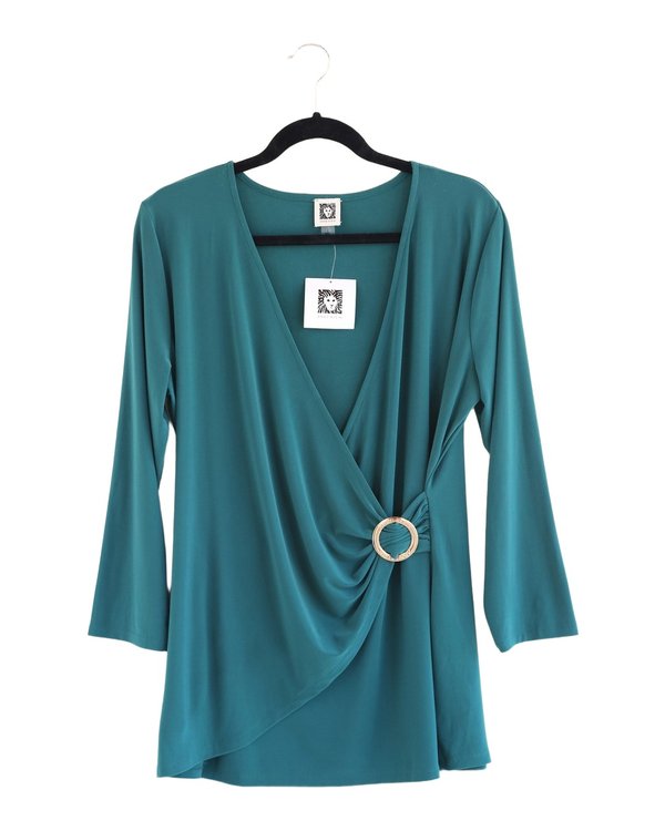 Blusa Wrap Verde Teal Anne Klein PF1A2928