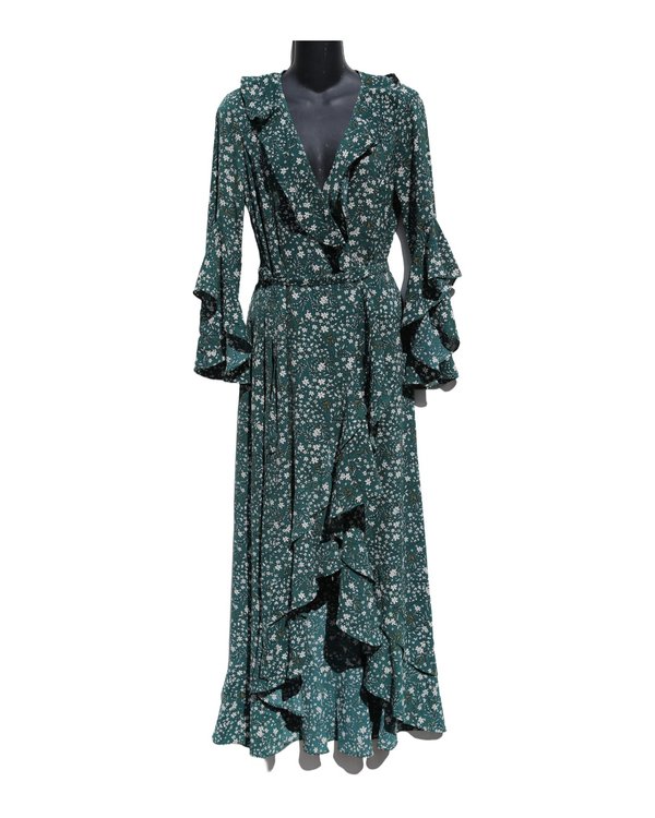 Vestido Floral Verde Wrap con Volantes MAX STUDIO PF1A3155