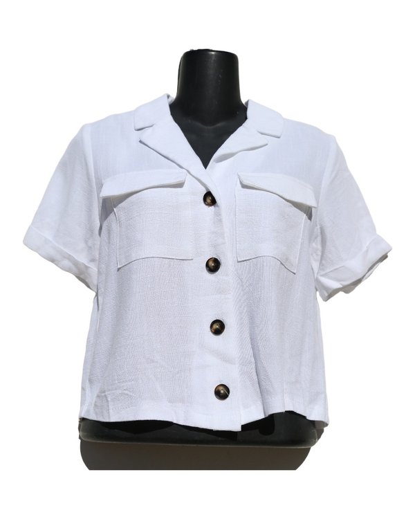 Blusa Camp Collar Blanca monteau Los Angeles PF1A3209