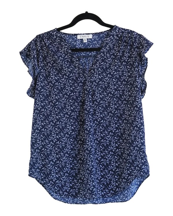 Blusa Azul Floral CHAUS new york PF1A2923