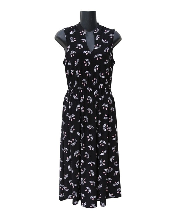 Vestido Midi Negro Floral Anne Klein PF1A2968